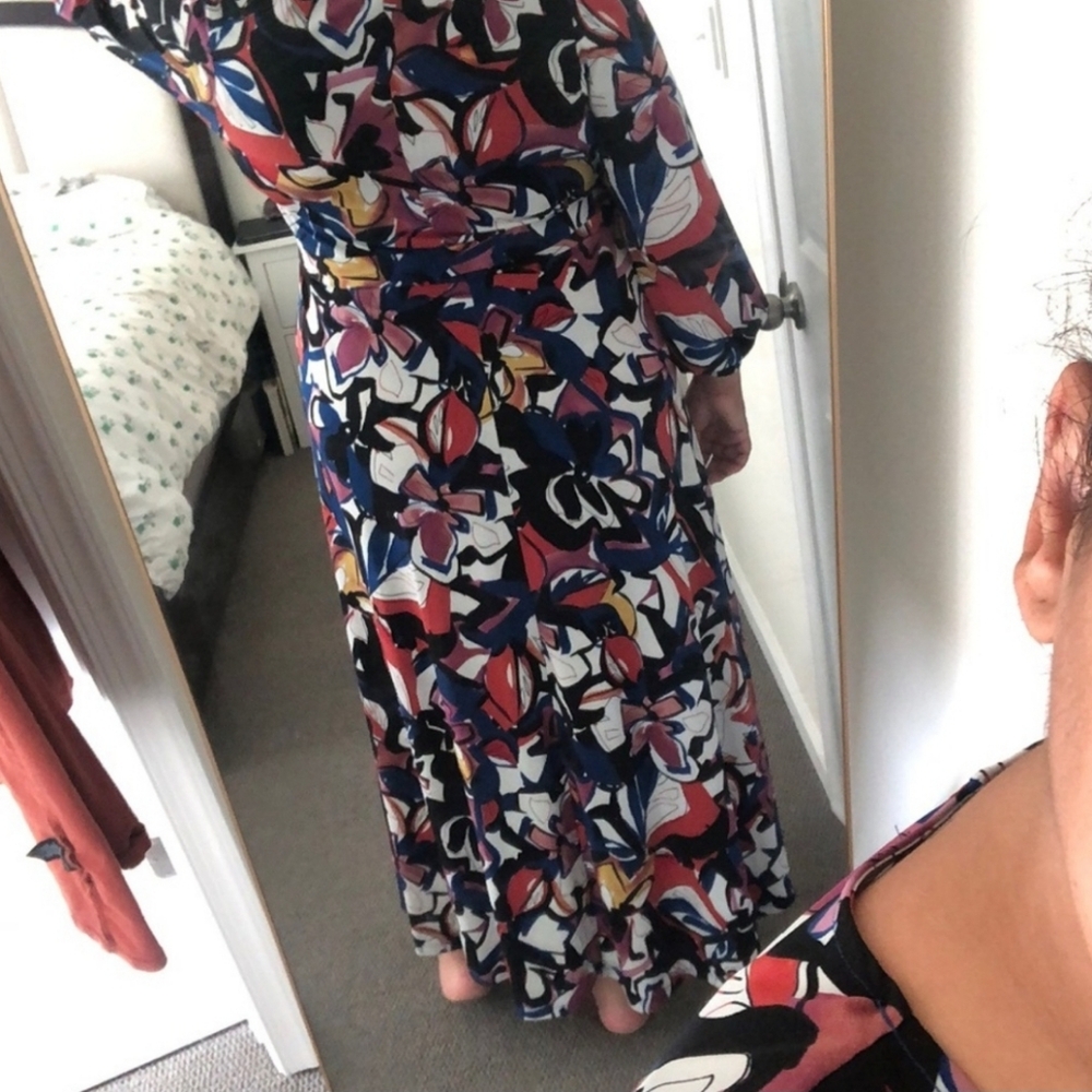 ELOQUII - Faux Wrap Havana Floral Maxi Dress With Side Slit - Plus Size 18 - Picture 7 of 16
